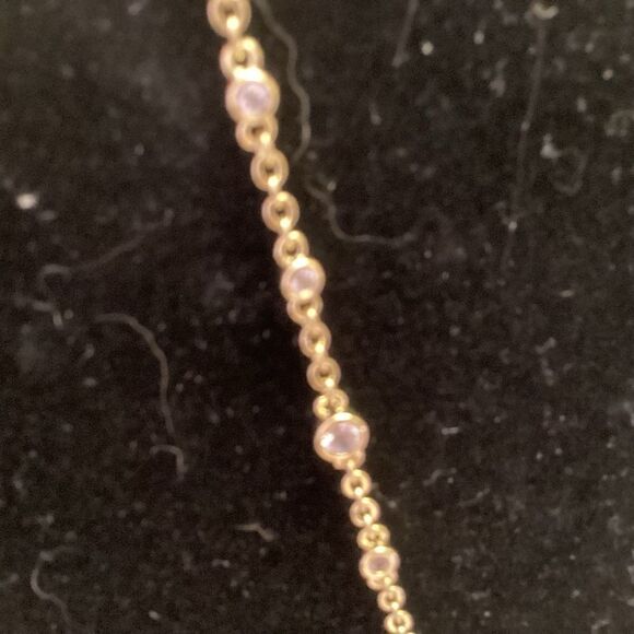 Fine Link Goldtone Crystal Necklace with Crystal Pendant - Picture 3 of 7